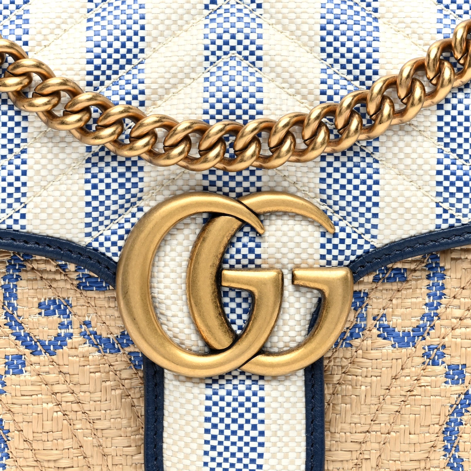 Gucci Raffia GG Monogram Matelasse Small GG Marmont Shoulder Bag Natural Royale Off White 7 of 9