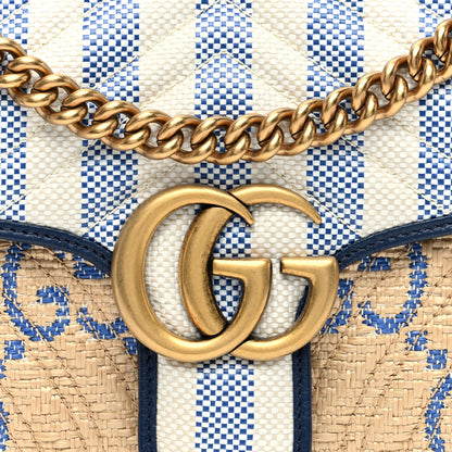 Gucci Raffia GG Monogram Matelasse Small GG Marmont Shoulder Bag Natural Royale Off White 7 of 9