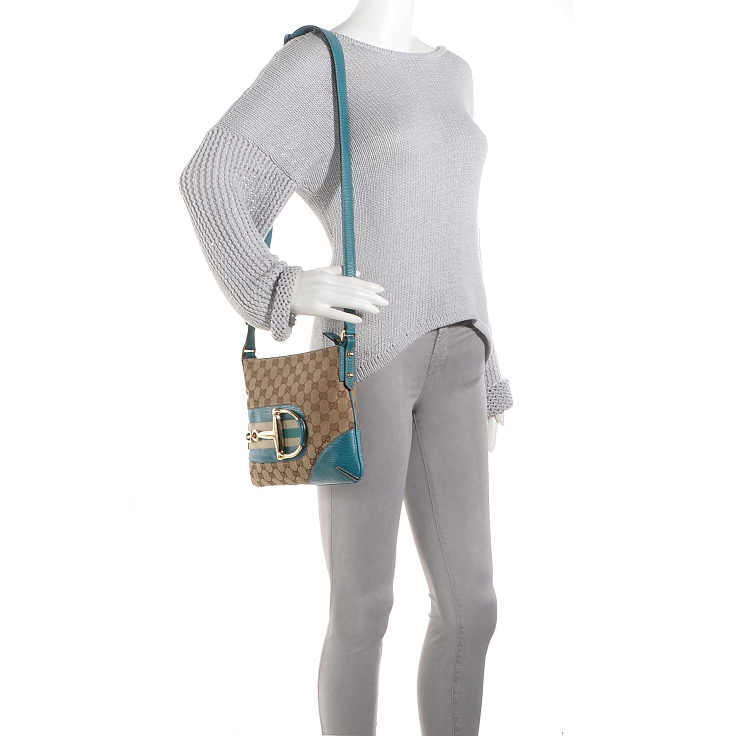 Gucci Monogram Hasler Messenger Bag Turquoise 2 of 7