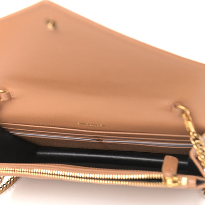 Saint Laurent Grain De Poudre Matelasse Chevron Monogram Envelope Chain Wallet Dune 4 of 8