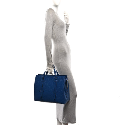 Gucci Calfskin GG Tennis Embossed Tote Bag Intense Metal Blue 2 of 10