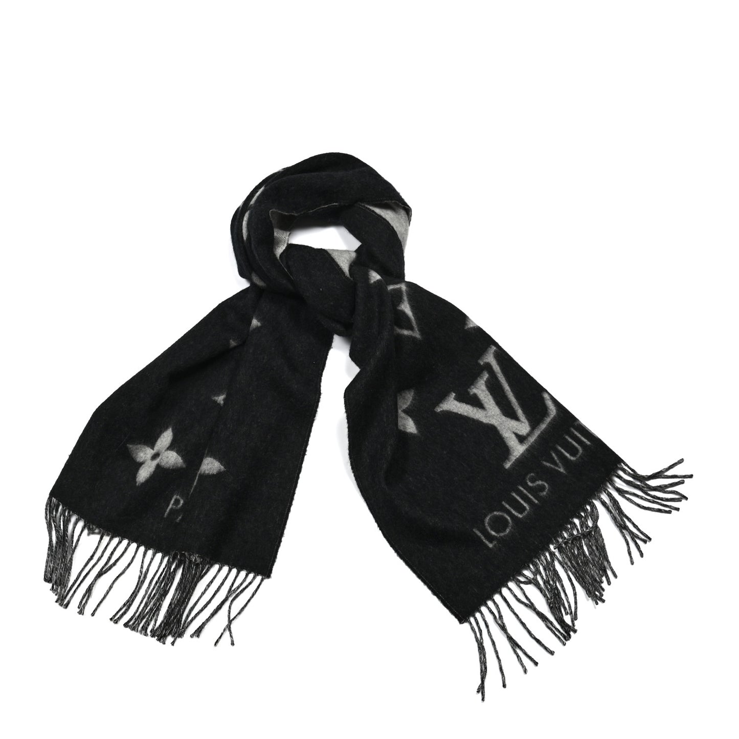 Cashmere Monogram Reykjavik Scarf Black