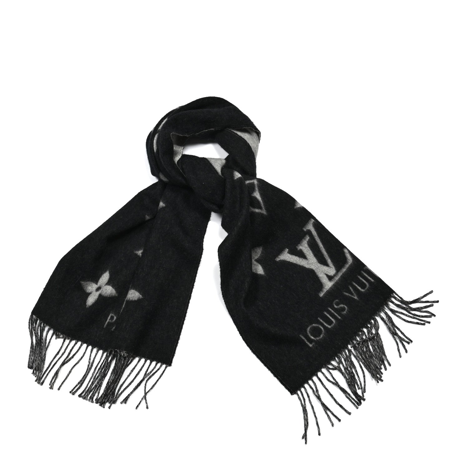 Louis Vuitton Cashmere Monogram Reykjavik Scarf Black 1 of 3