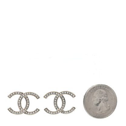 Chanel Crystal Large CC Earrings Silver 2 of 4