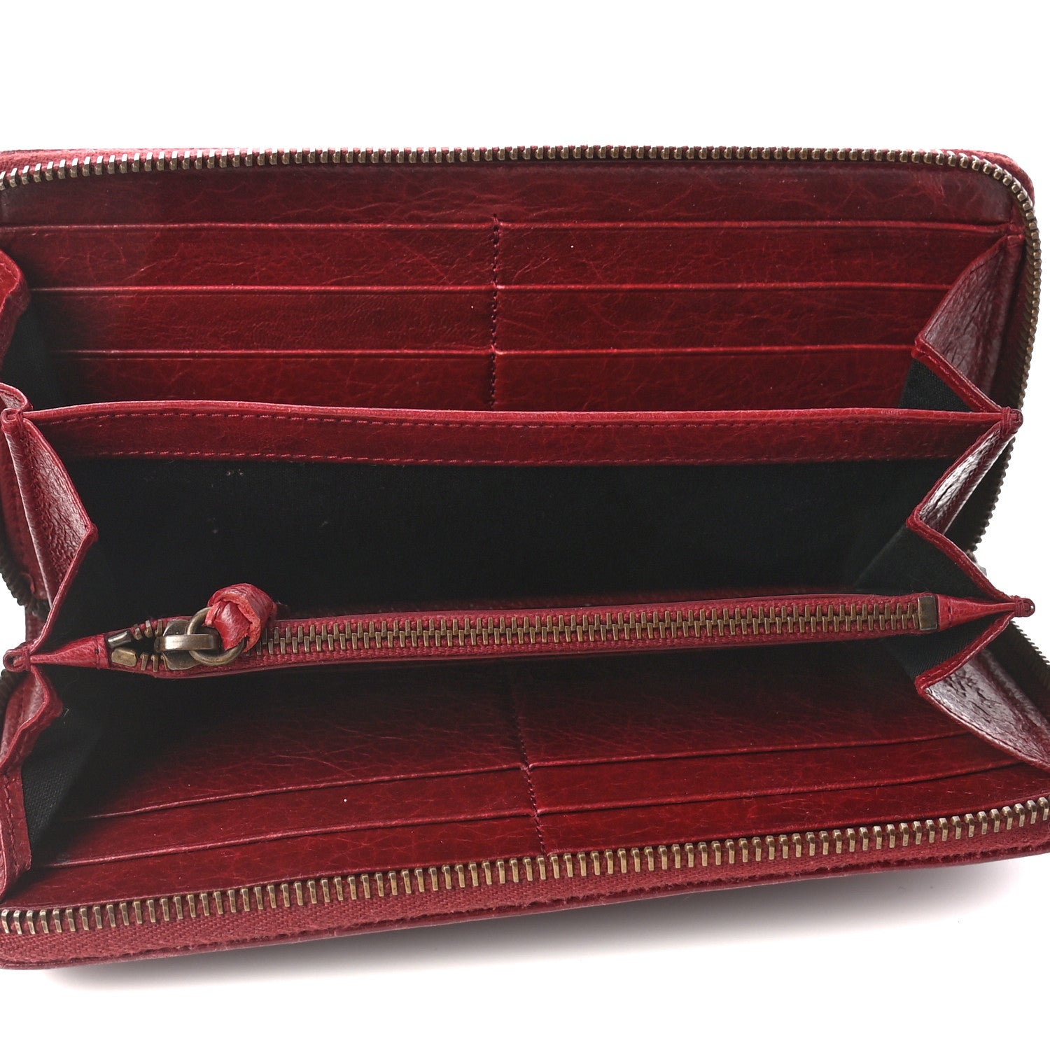 Balenciaga Agneau Classic Hardware Continental Zip Around Wallet Rouge Cerise 5 of 6