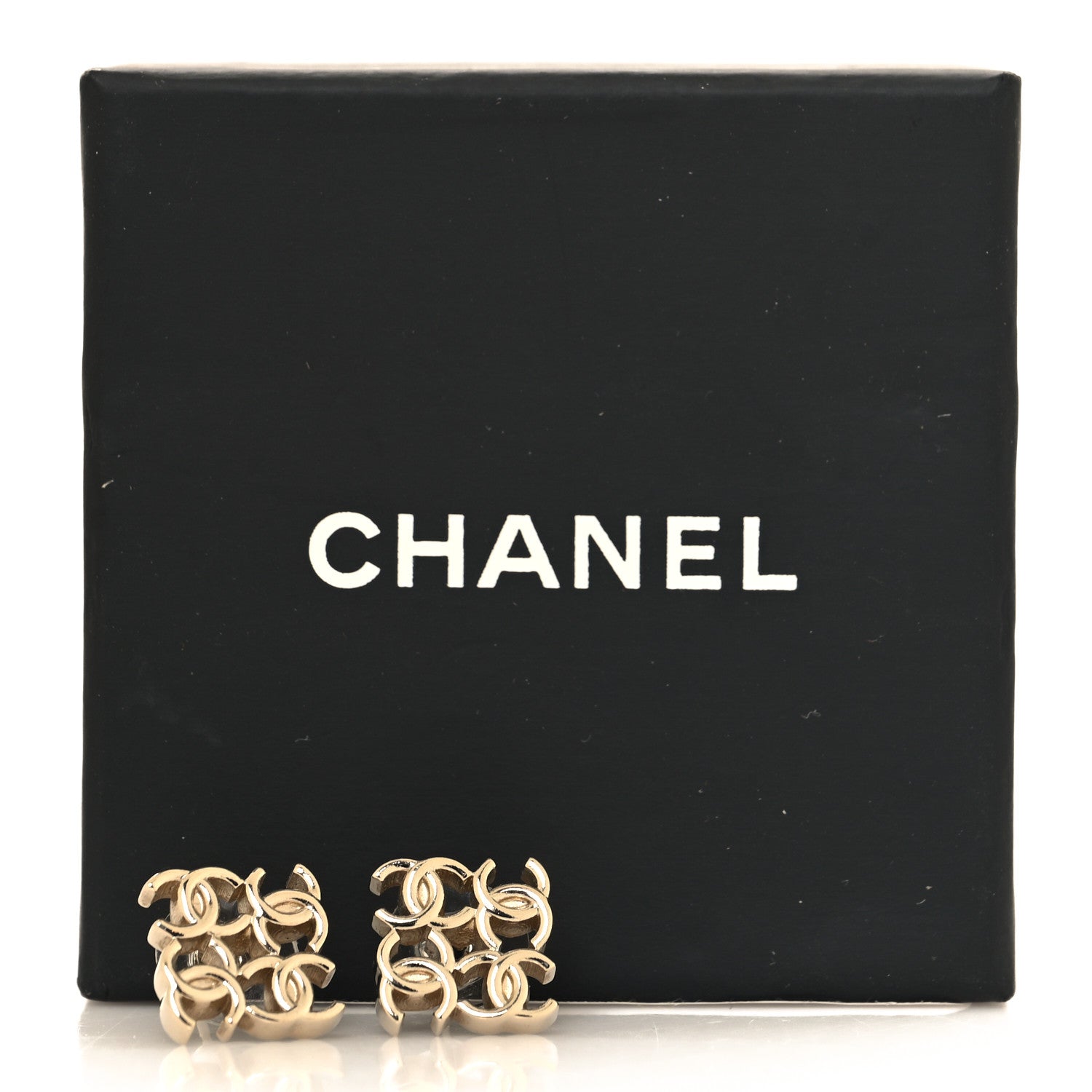Chanel CC Logo Stud Earrings Gold 5 of 5