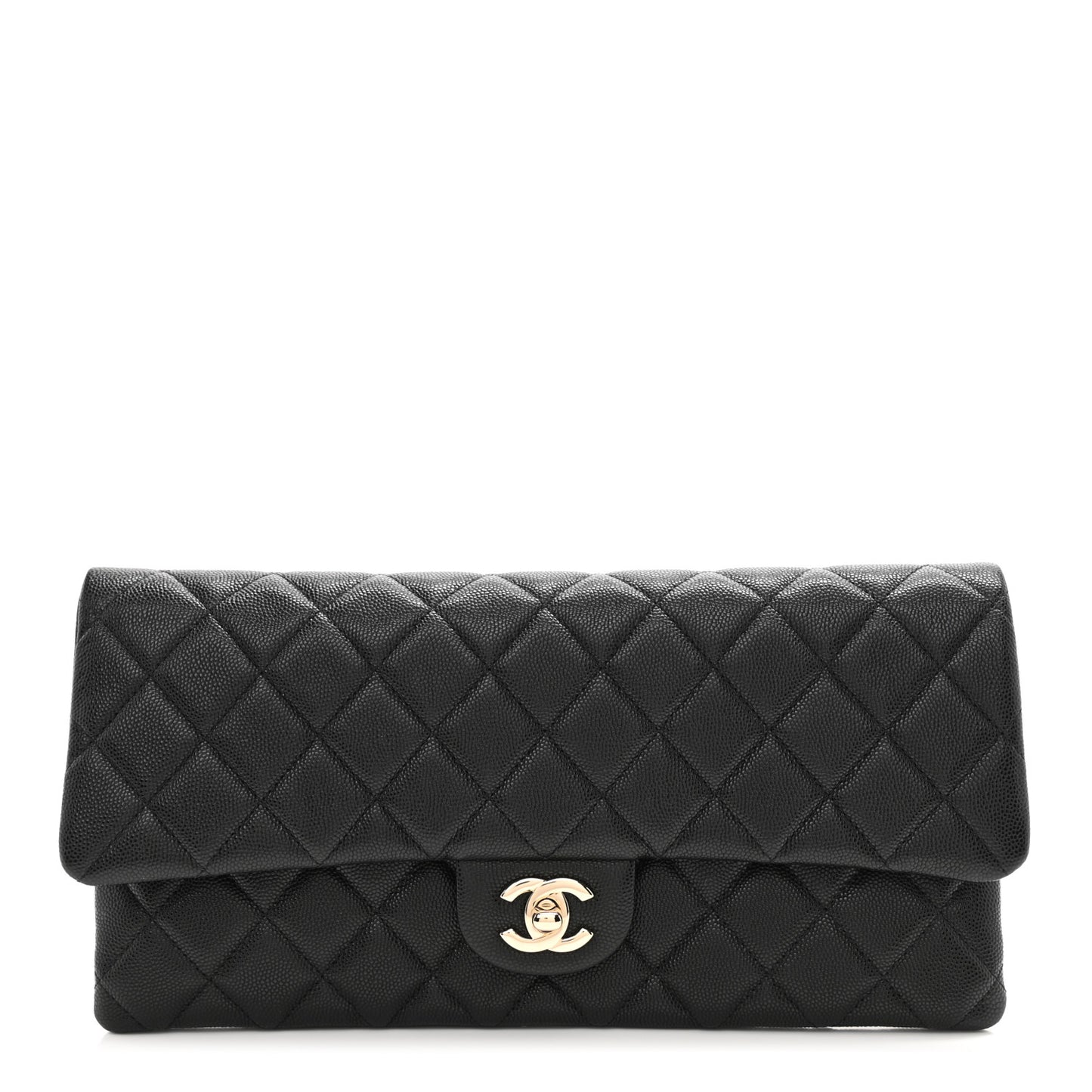 Caviar Quilted Flap Clutch Black