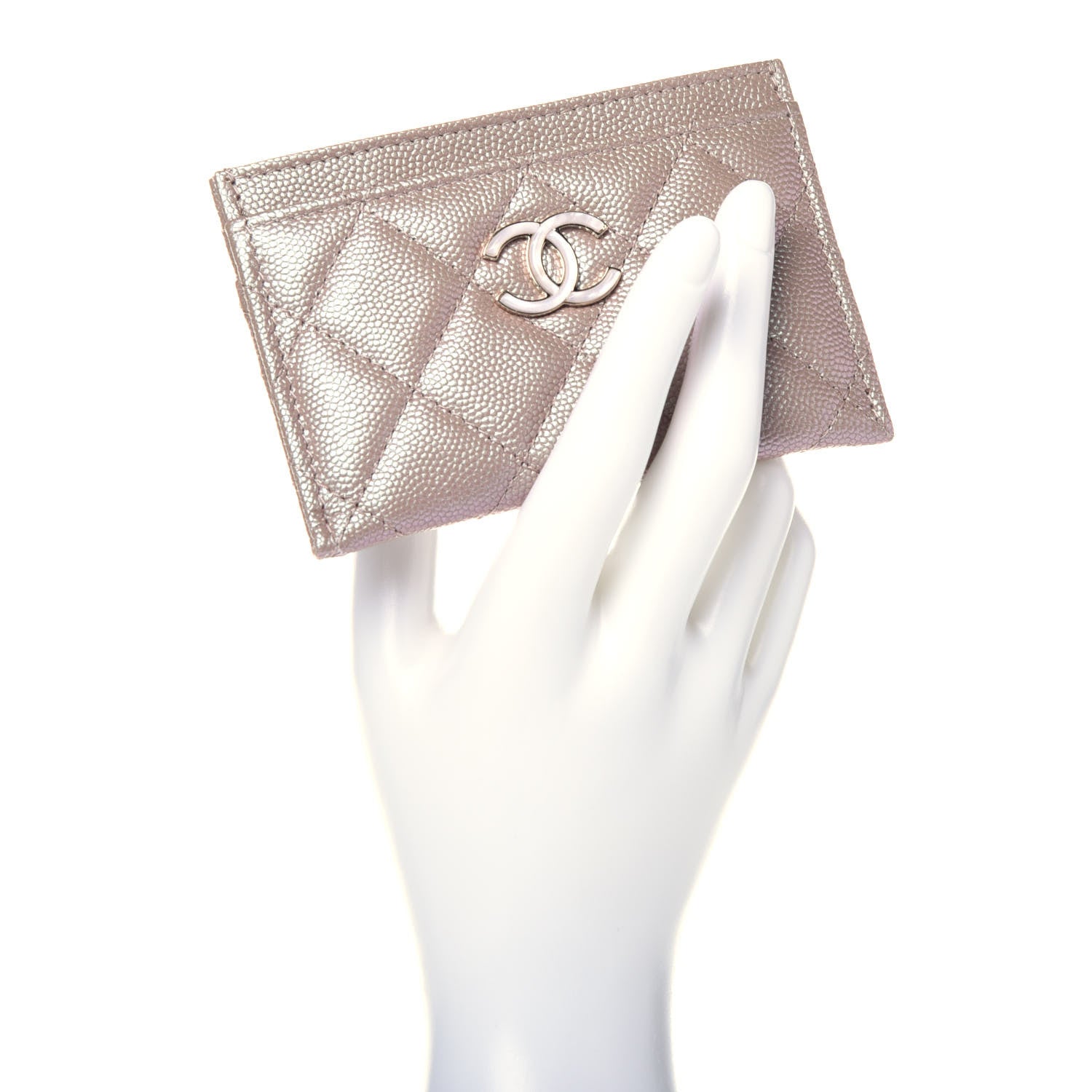 Chanel Iridescent Caviar Quilted Card Holder Beige 2 of 8