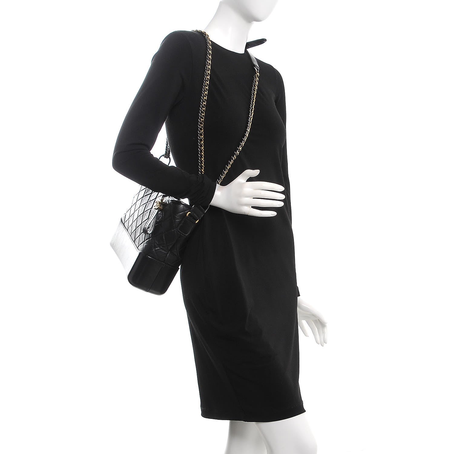Chanel Aged Calfskin Quilted Medium Gabrielle Hobo Black 2 of 8