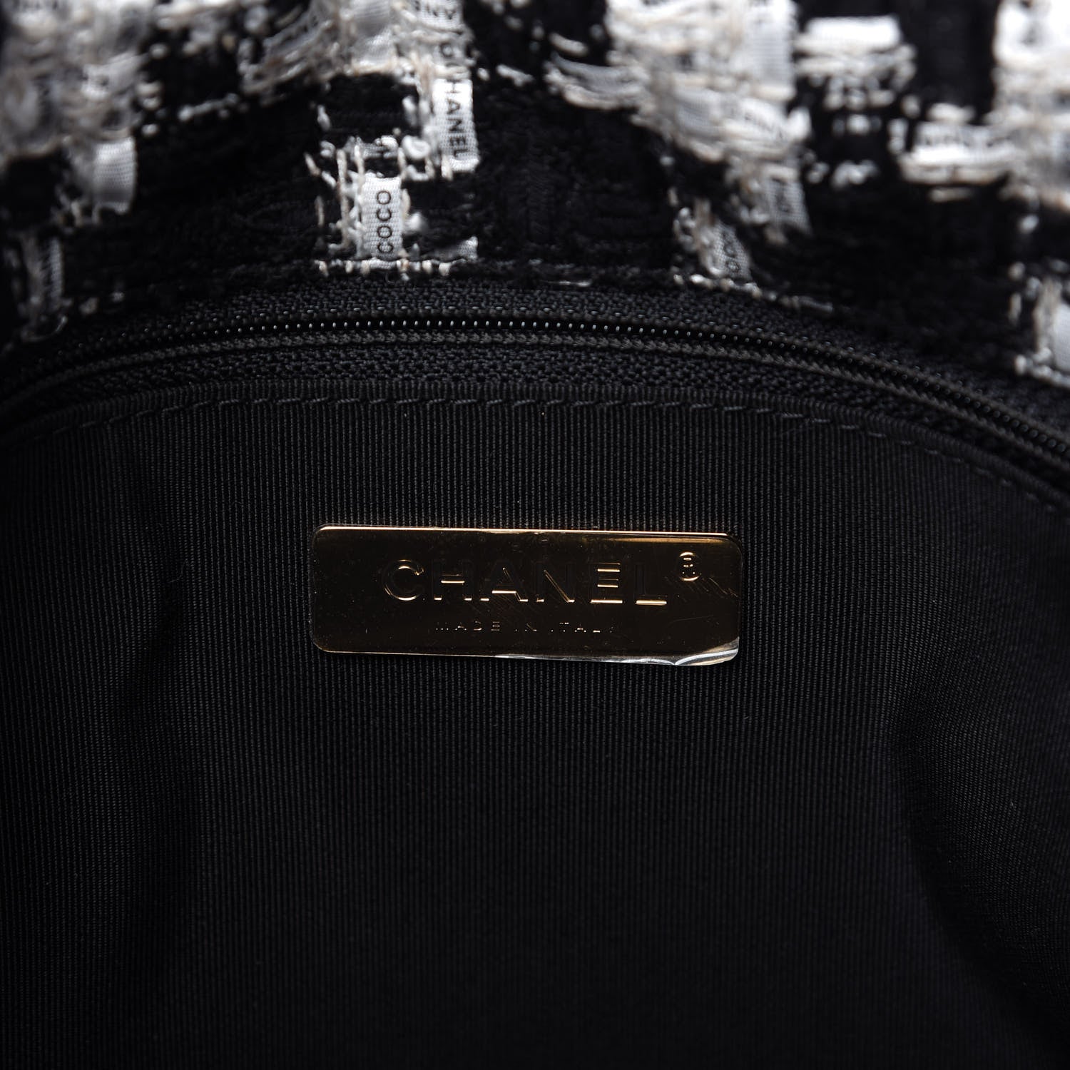 Chanel Tweed Quilted Large 19 Flap Black Ecru White 8 of 10