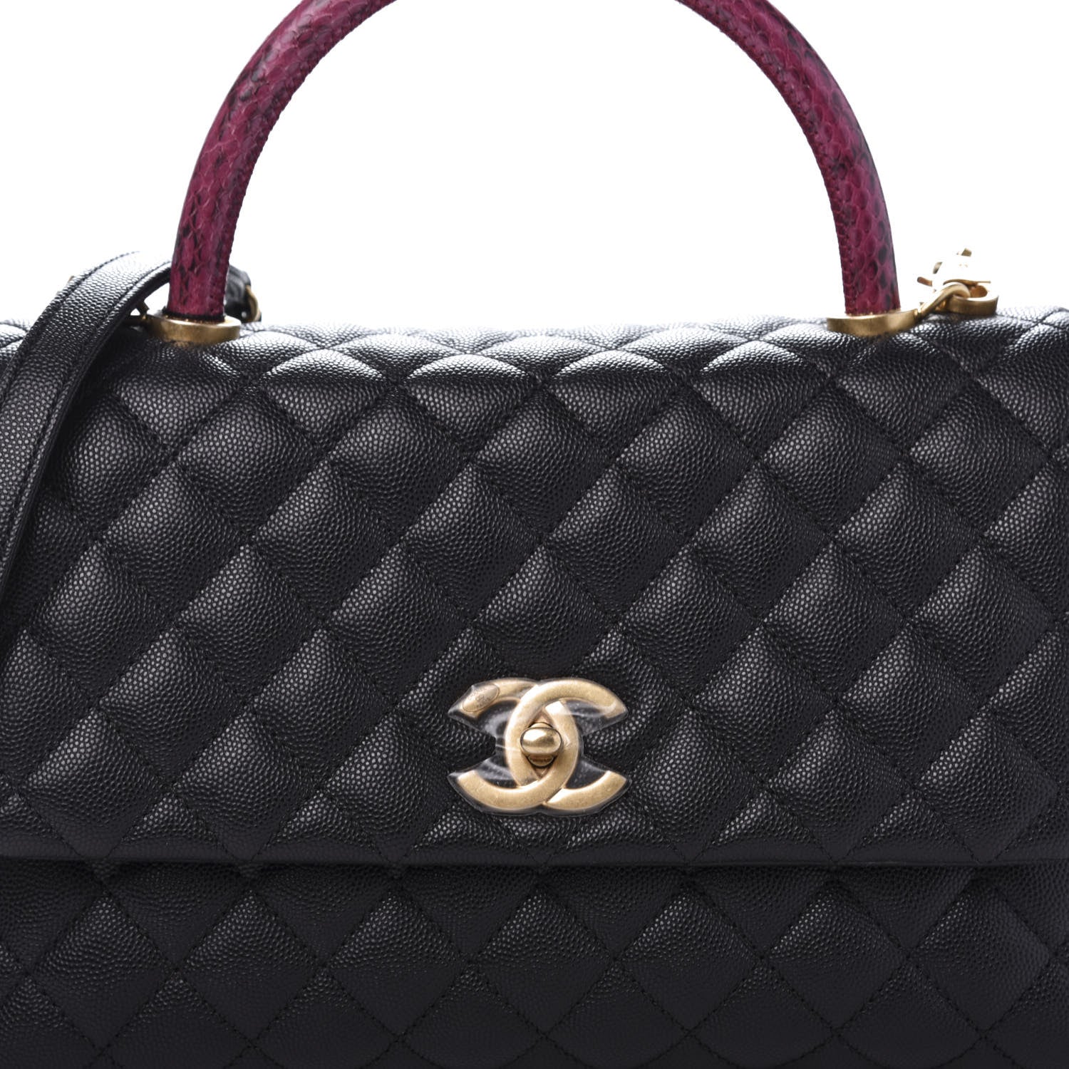 Chanel Caviar Elaphe Quilted Small Coco Handle Flap Black 10 of 10