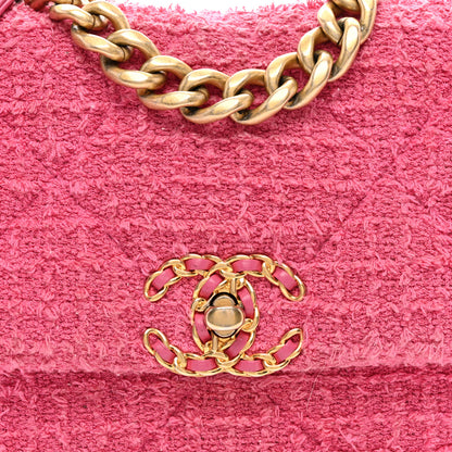 Chanel Tweed Quilted Medium Chanel 19 Flap Pink 8 of 11