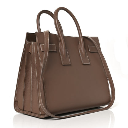 Saint Laurent Grained Calfskin Topstitch Small Classic Sac De Jour Taupe 2 of 11