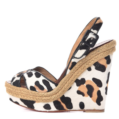 Christian Louboutin Pony Hair Tigresse 140 Espadrille Wedges 35 1 of 9