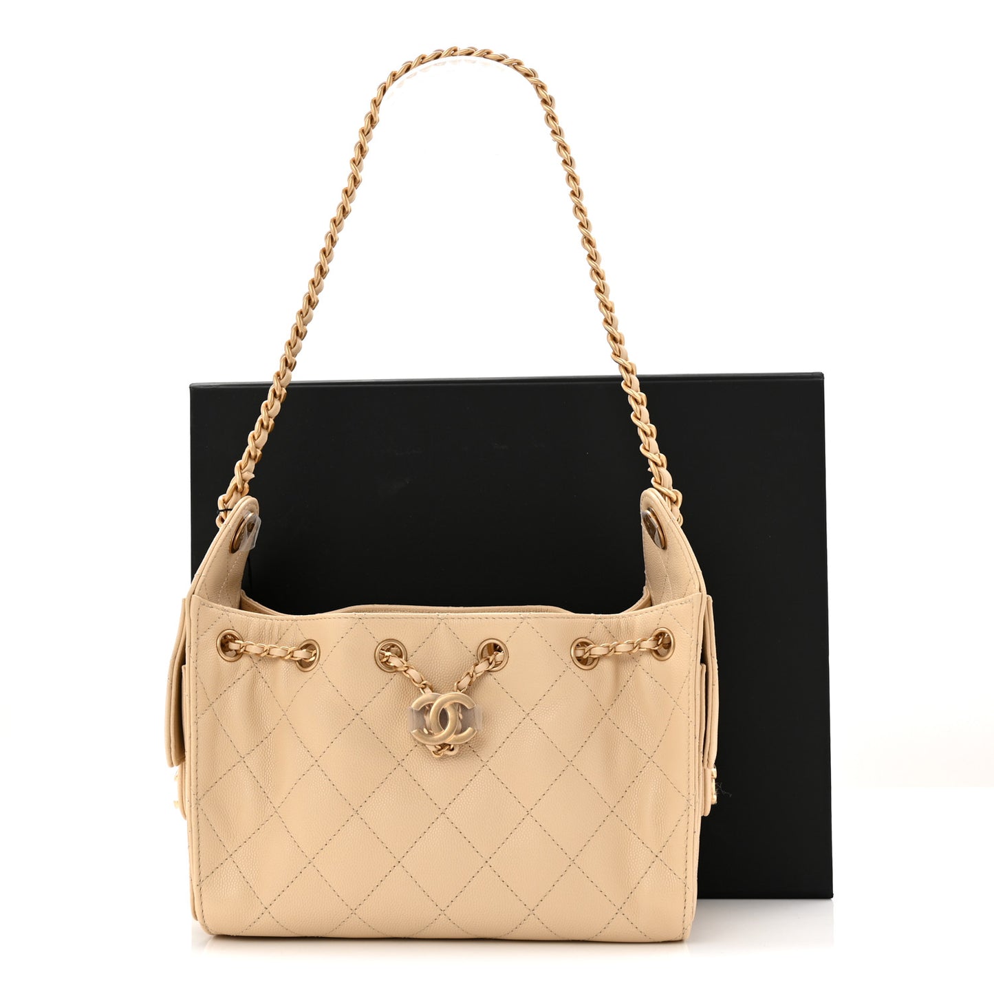 Caviar Quilted Mini Chanel 25 Handbag Beige