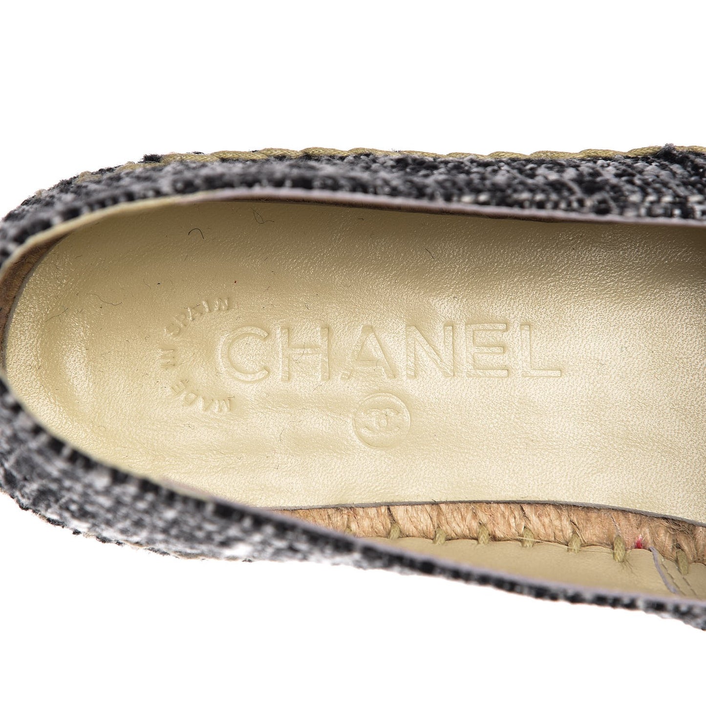 Metallic Tweed Lambskin CC Espadrilles 38 Black Silver