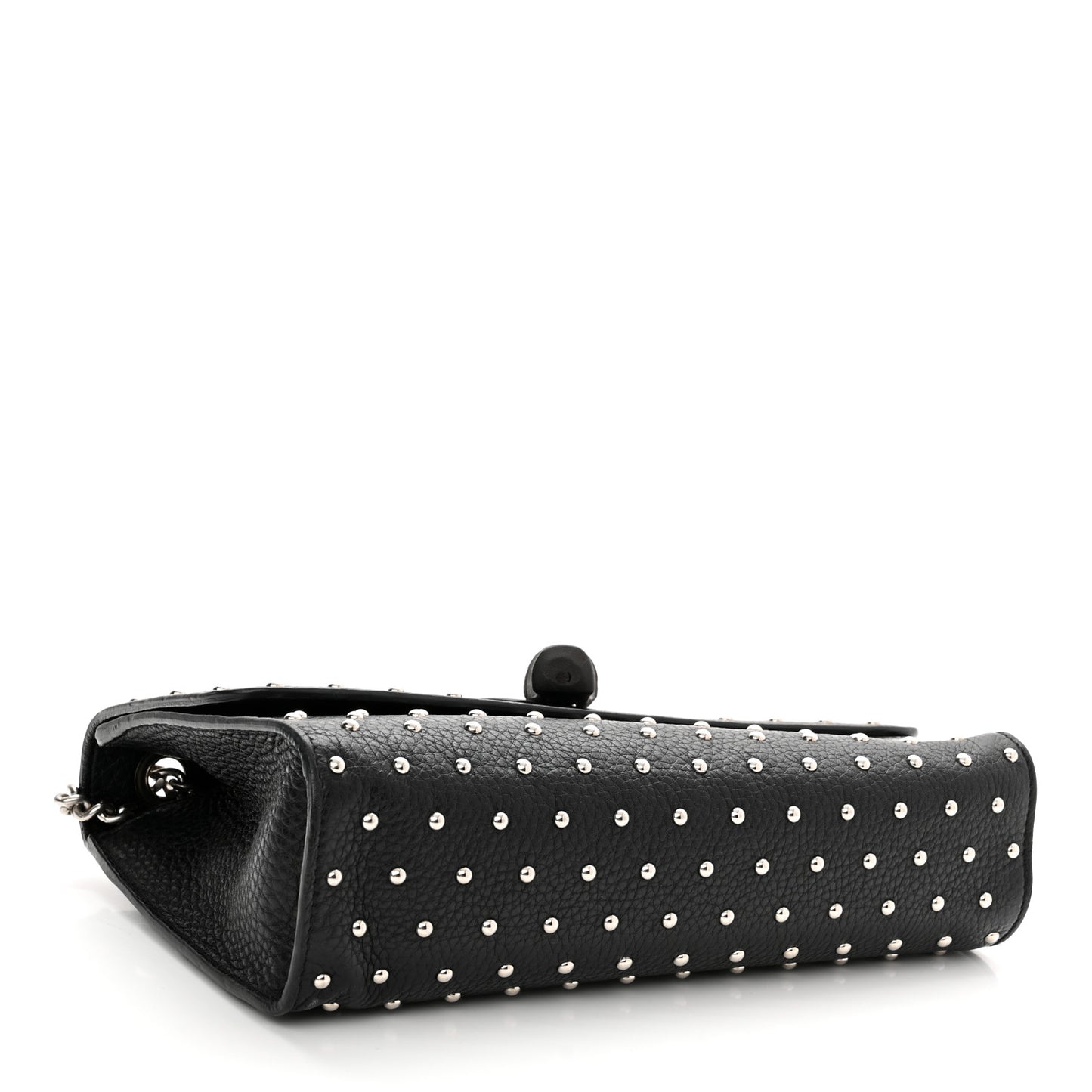 Calfskin Studded Medium Miss Bamboo Shoulder Bag Black