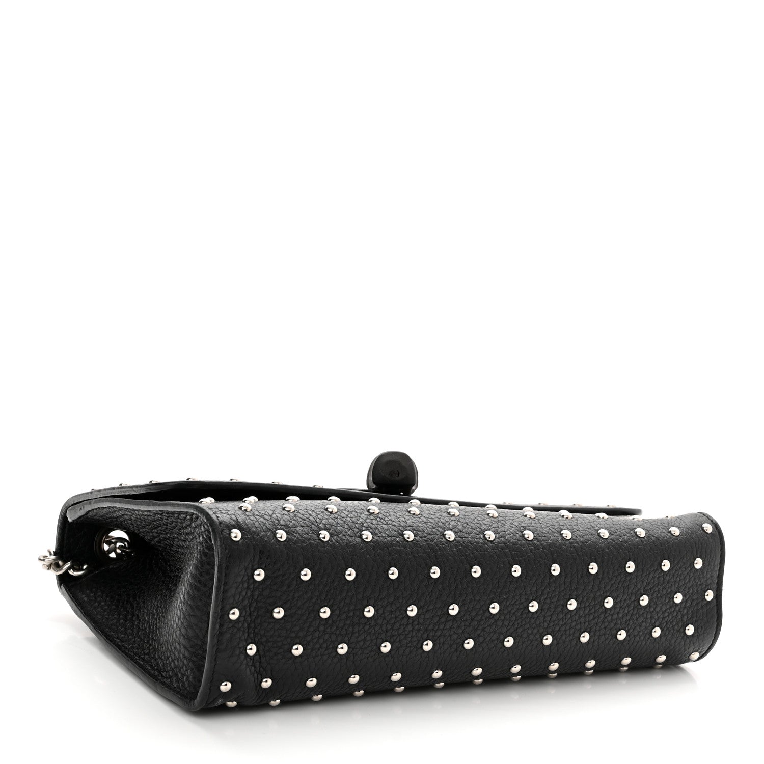 Gucci Calfskin Studded Medium Miss Bamboo Shoulder Bag Black 3 of 9