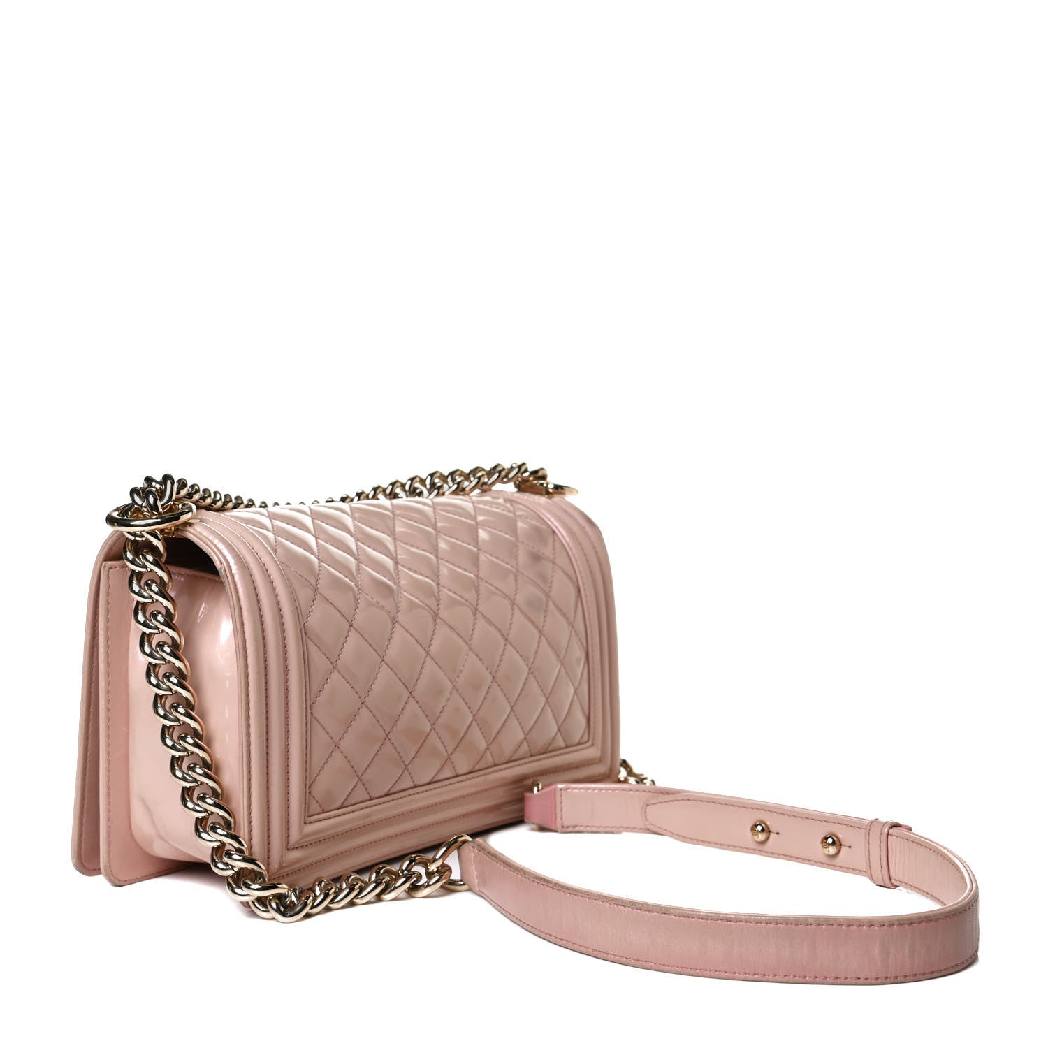 Chanel Patent Calfskin Quilted Medium Boy Flap Light Pink 2 of 18