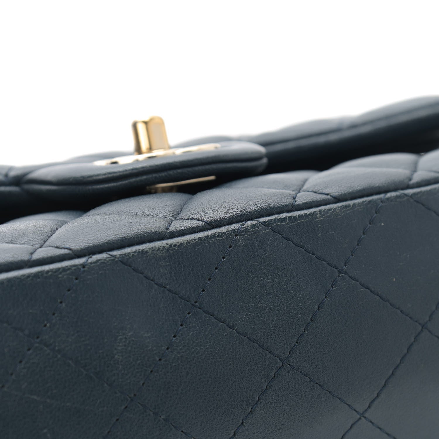Chanel Lambskin Quilted Medium Double Flap Dark Blue 14 of 16