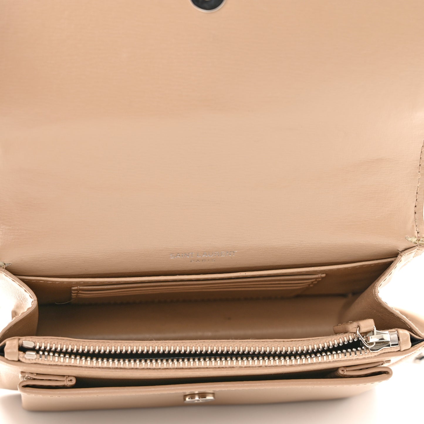 Calfskin Monogram Sunset Chain Wallet Nude Powder