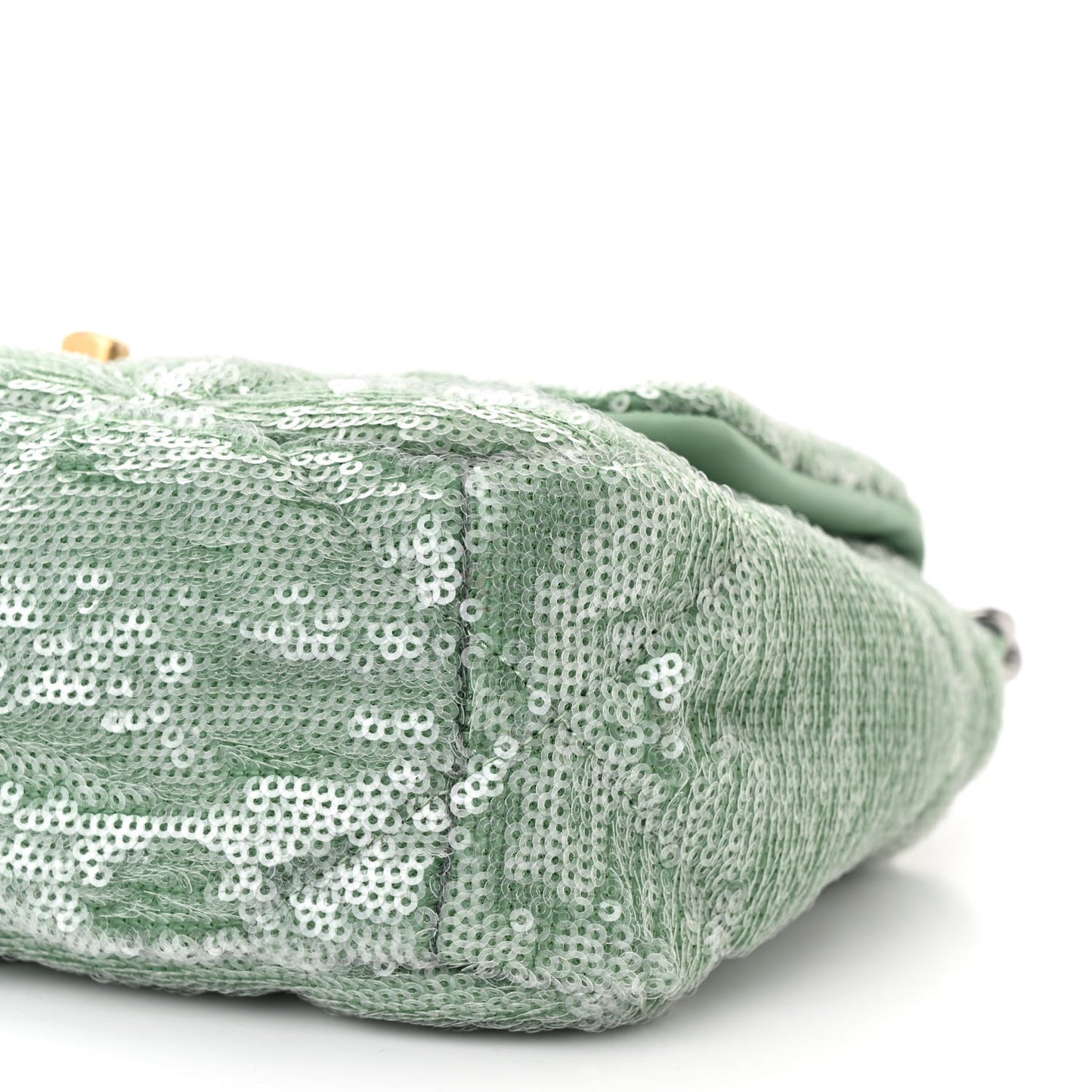 Sequin Quilted Medium Chanel 19 Flap Light Green