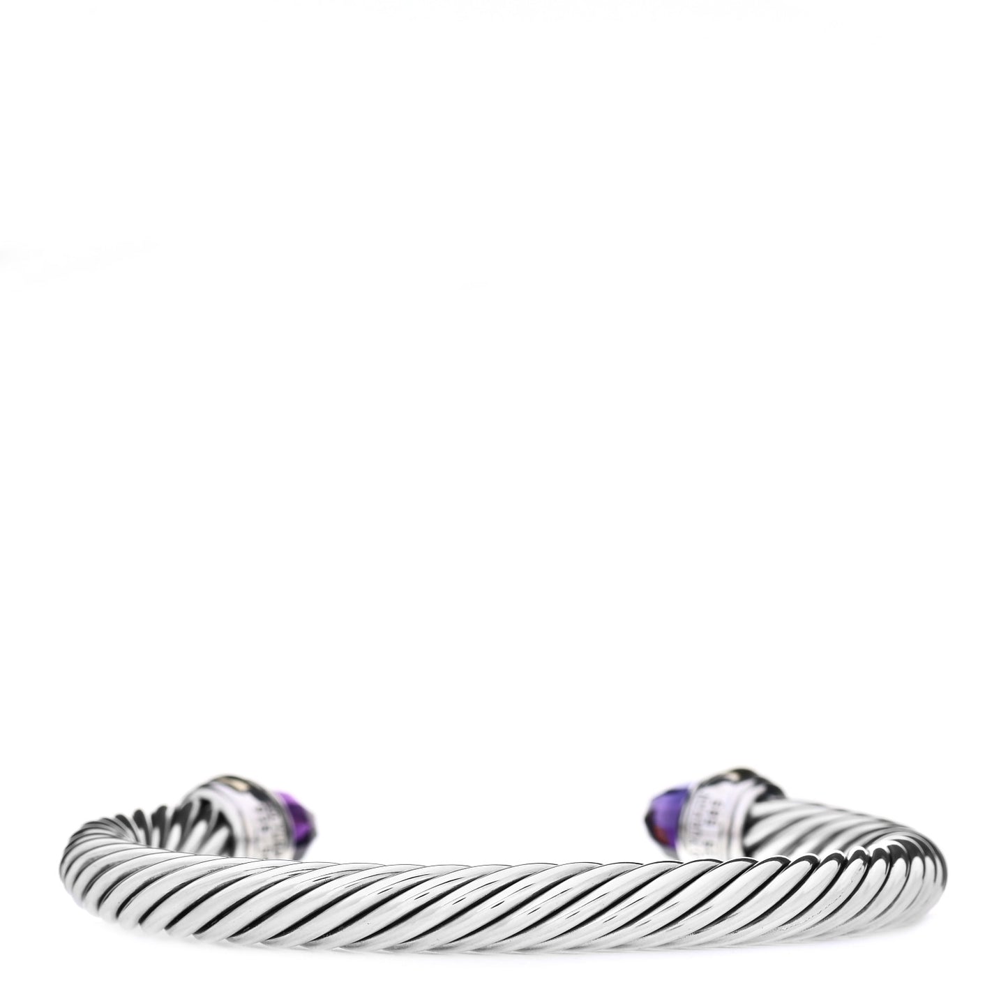 Sterling Silver 14K Yellow Gold Amethyst 7mm Cable Classics Bracelet