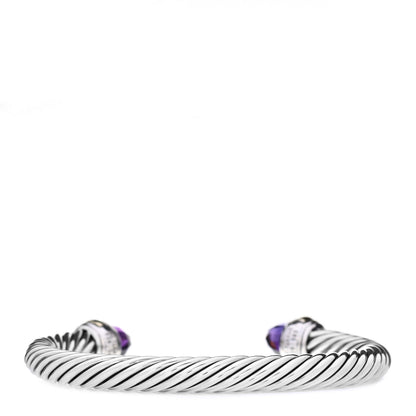 David Yurman Sterling Silver 14K Yellow Gold Amethyst 7mm Cable Classics Bracelet 3 of 5