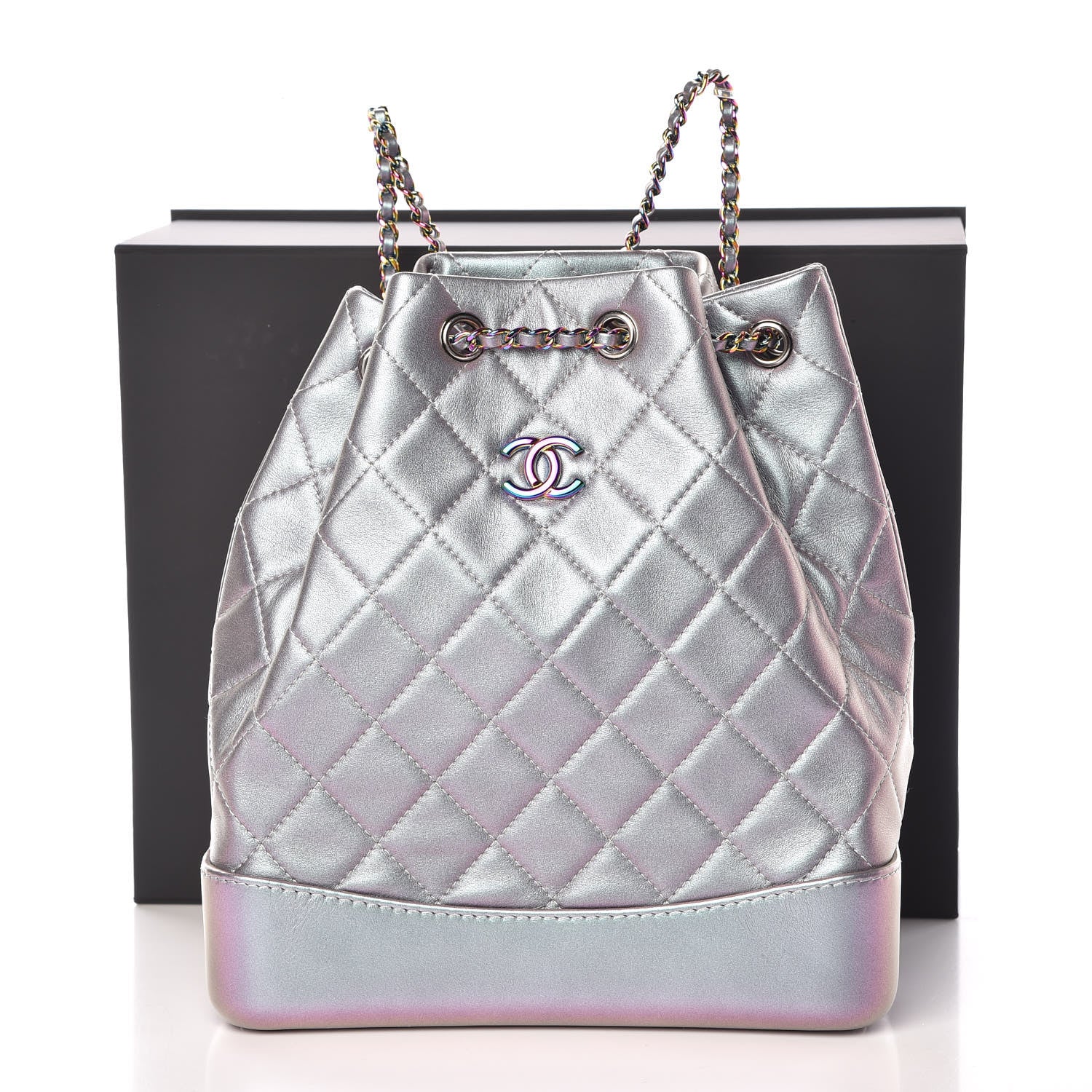 Chanel Iridescent Lambskin Calfskin Quilted Gabrielle Backpack Light Purple 10 of 10