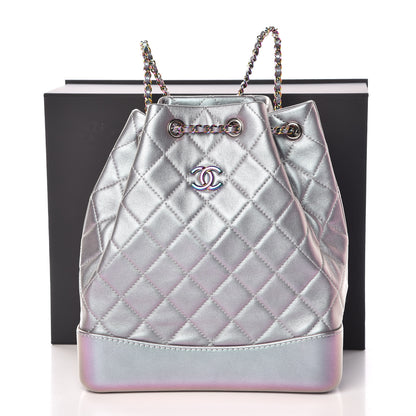 Chanel Iridescent Lambskin Calfskin Quilted Gabrielle Backpack Light Purple 10 of 10
