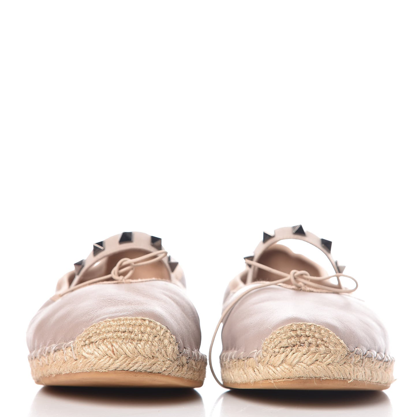 Nappa Rockstud Ballerina Espadrille Flats 37 Poudre