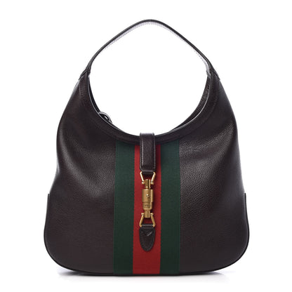 Gucci Soft Grained Calfskin Web Medium Jackie Hobo Dark Brown 1 of 10