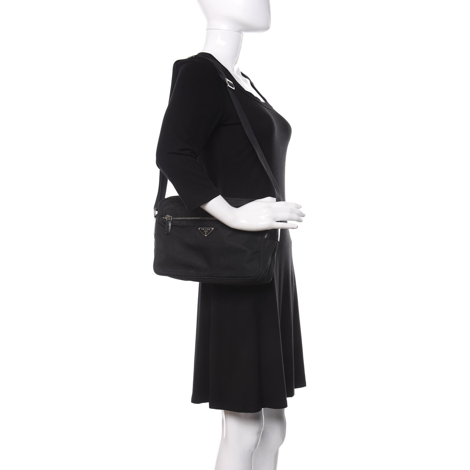 Prada Nylon Tessuto Messenger Bag Black 2 of 11