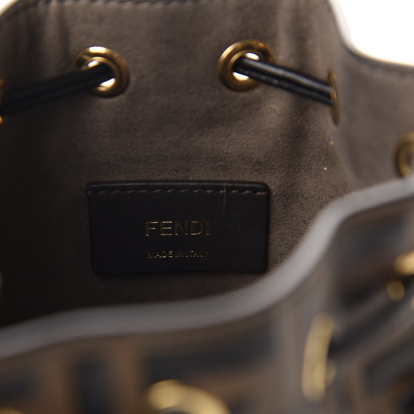 Vitello Liberty F is Fendi Bi-Color FF 1974 Embossed Mini Mon Tresor Bucket Bag Maya Black