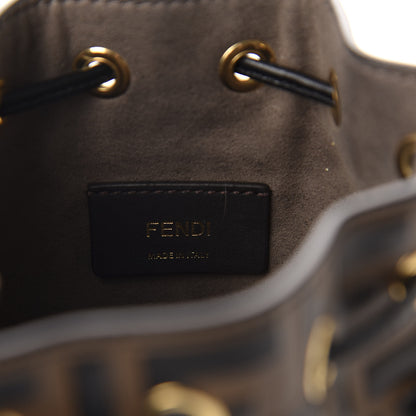 Fendi Vitello Liberty F is Fendi Bi-Color FF 1974 Embossed Mini Mon Tresor Bucket Bag Maya Black 9 of 11