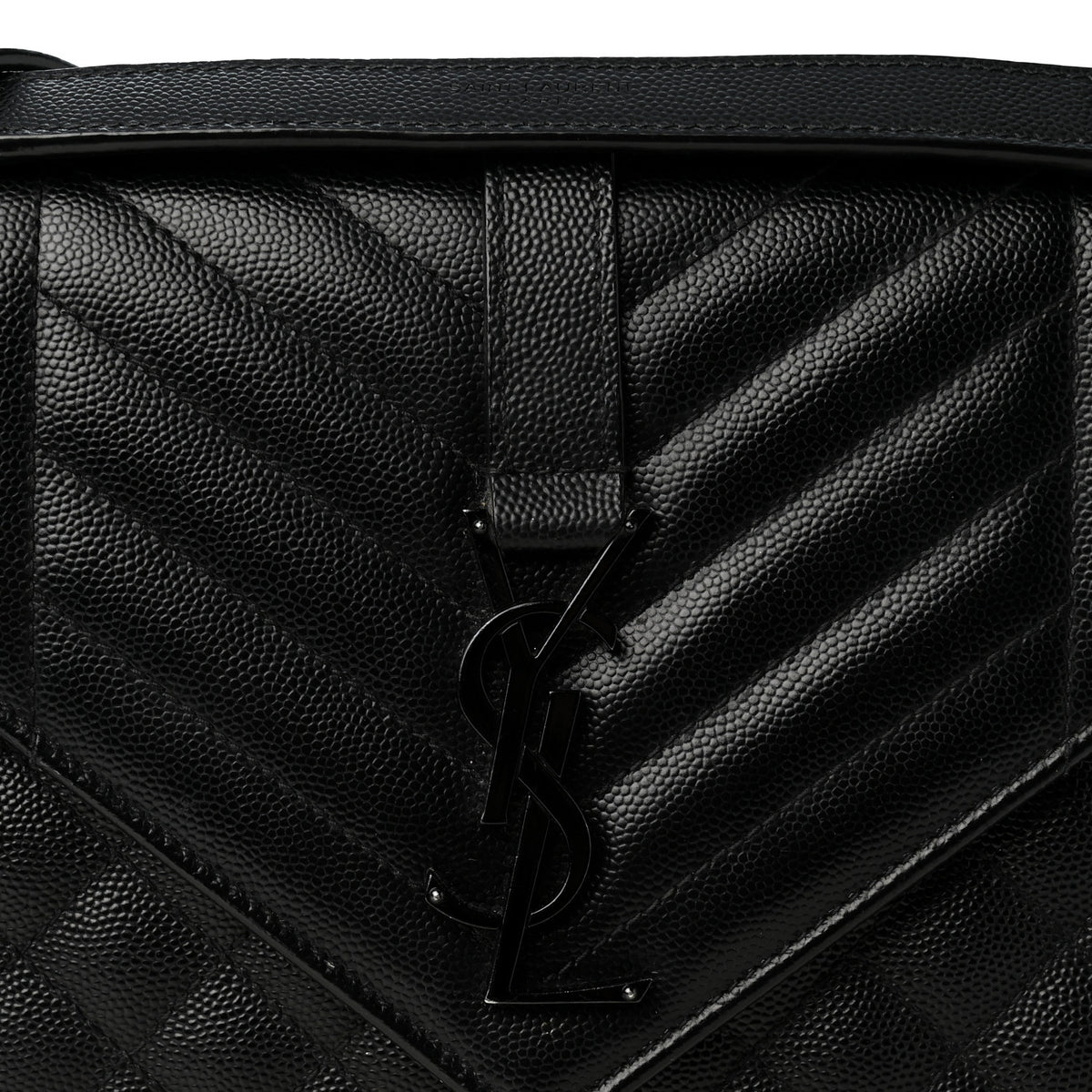 Saint Laurent Grain De Poudre Textured Mixed Matelasse Triquilt Medium Monogram Monochrome Satchel Black 7 of 10
