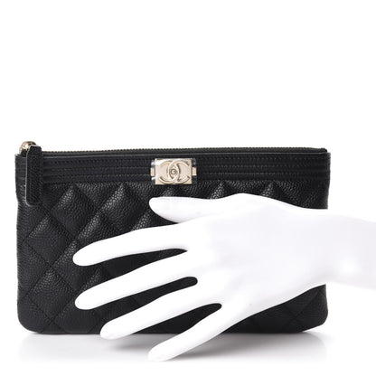 Chanel Caviar Quilted Classic Zip Boy Pouch Black 2 of 8