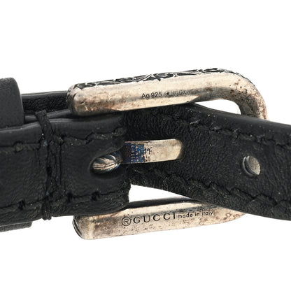 Gucci Sterling Silver Calfskin Logo Bracelet Black 3 of 3