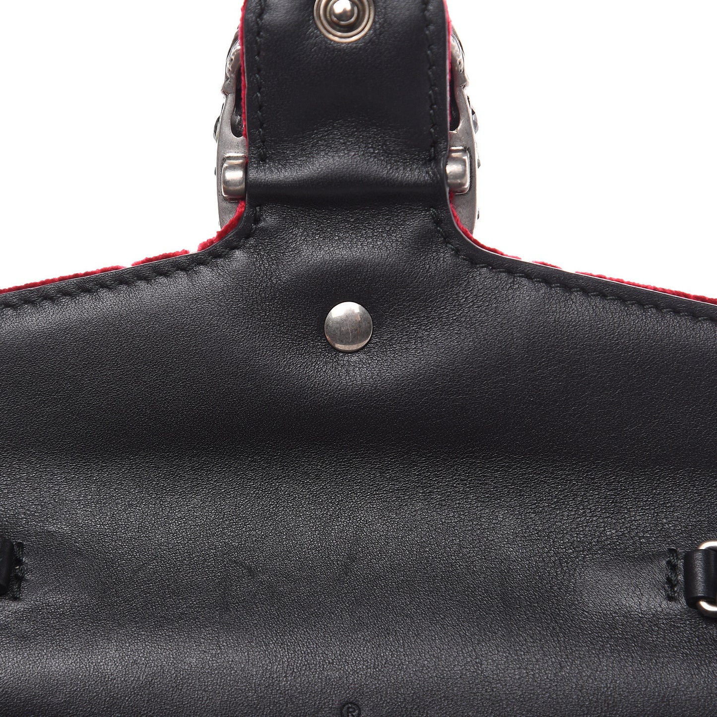 Velvet GG Monogram Super Mini Dionysus Shoulder Bag Red Cipria Black