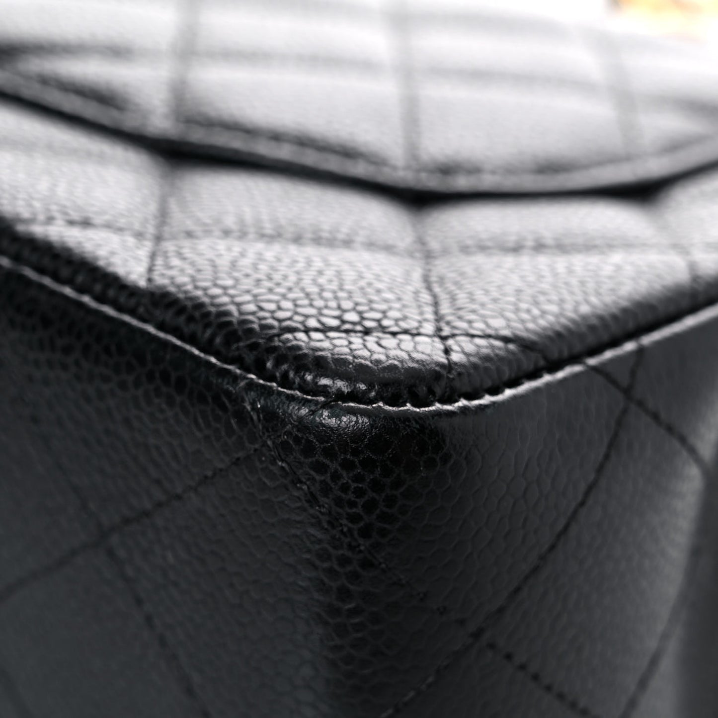 Caviar Quilted Jumbo Double Flap Black