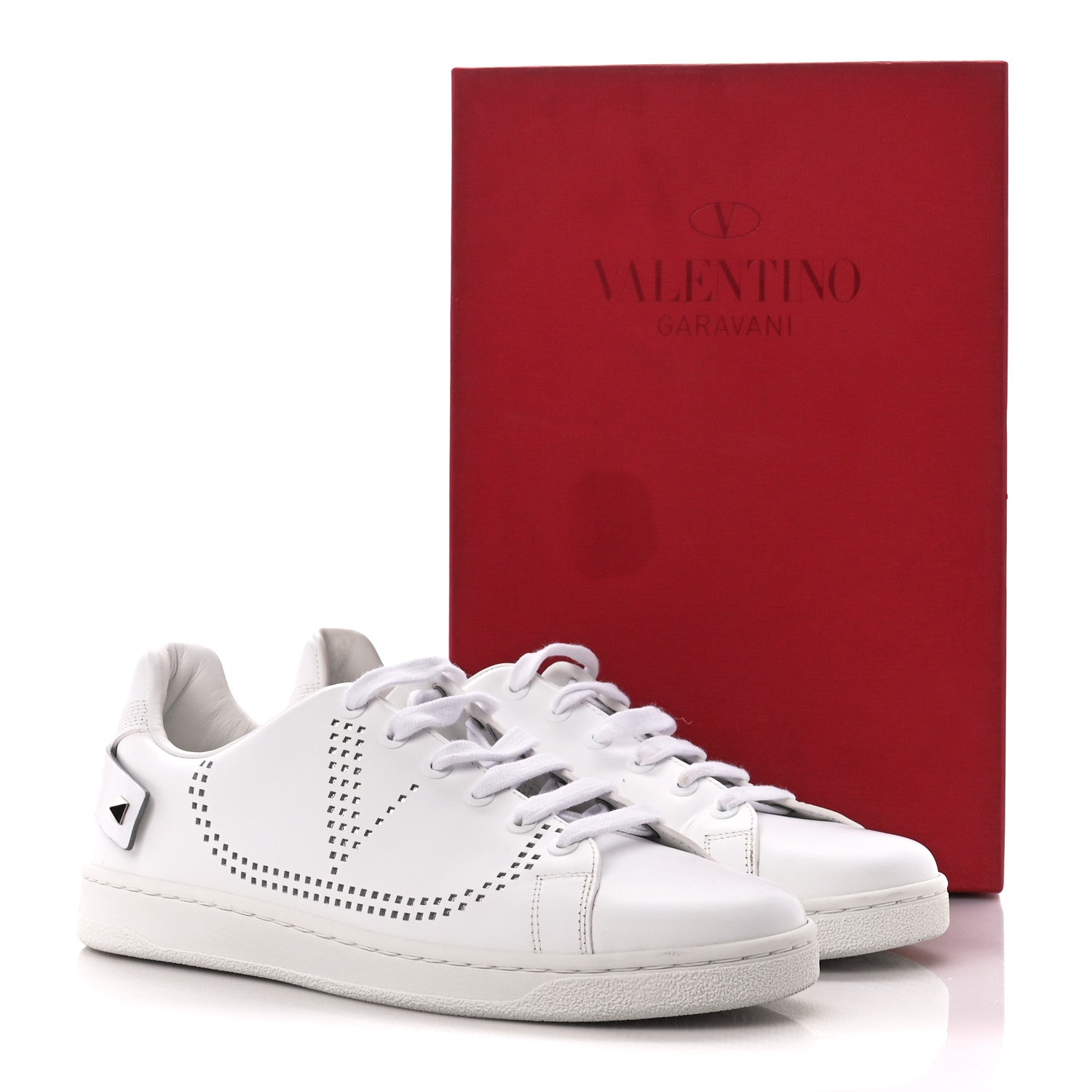 Valentino Garavani Calfskin Womens Backnet Sneakers 38.5 White Silver 11 of 11