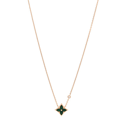 Louis Vuitton 18K Pink Gold Diamond Malachite Color Blossom BB Star Pendant Necklace 1 of 5