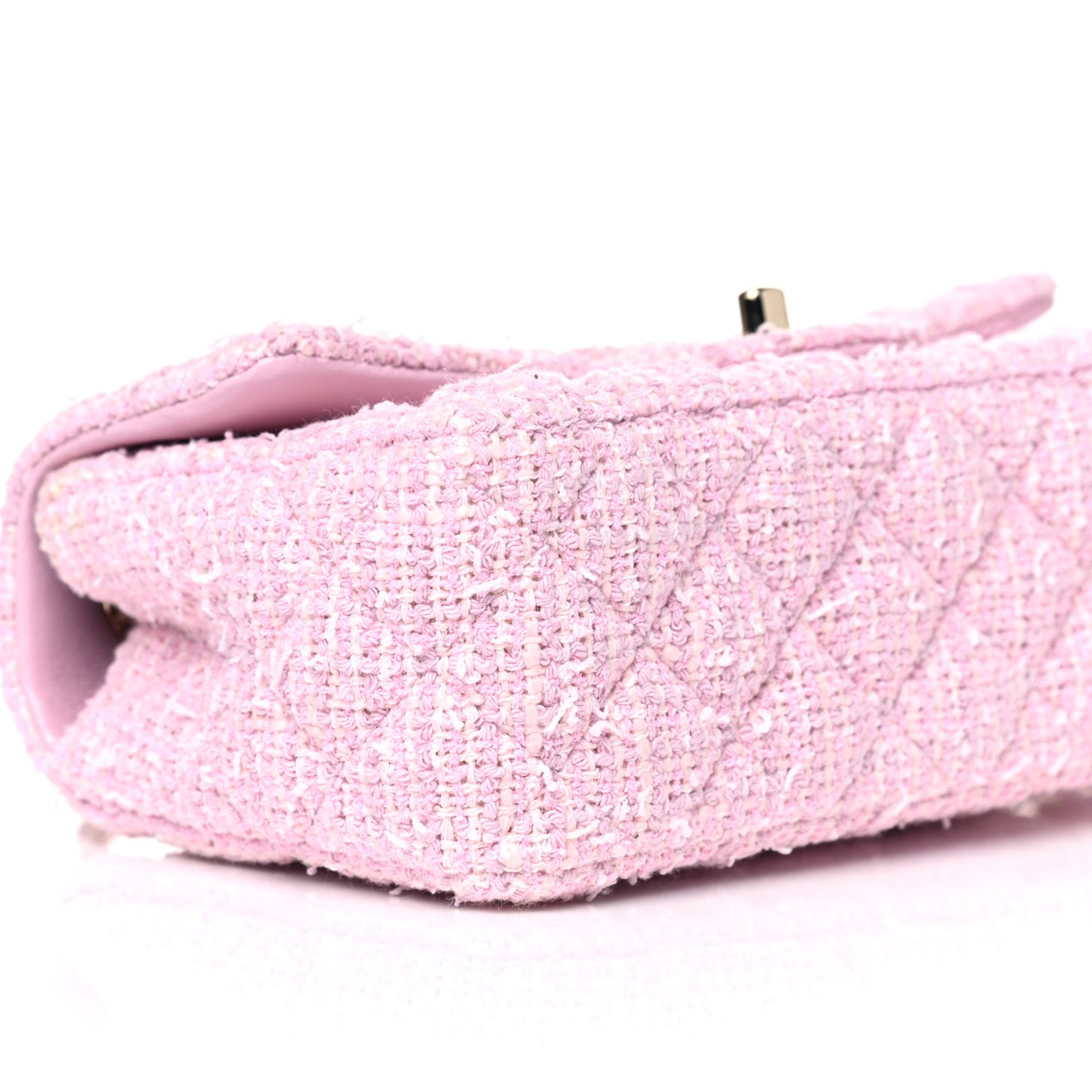 Tweed Quilted Mini Rectangular Flap Pink