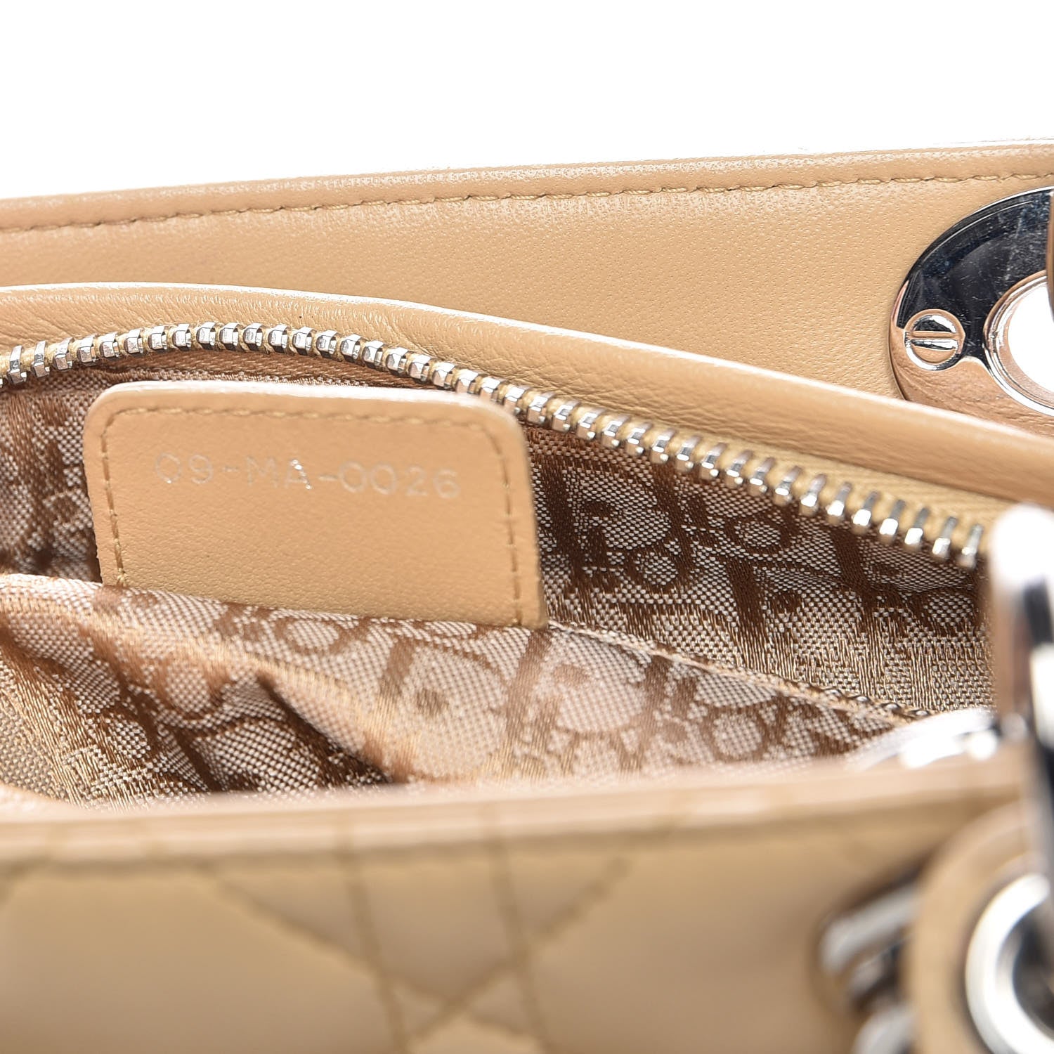 Christian Dior Lambskin Cannage Medium Lady Dior Beige 8 of 11
