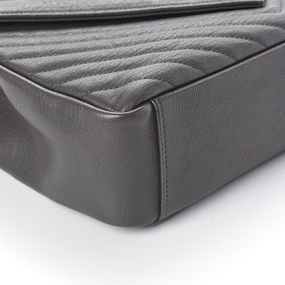 Saint Laurent Sheepskin Matelasse Chevron Monogram Large College Satchel Dark Asphalt 9 of 9