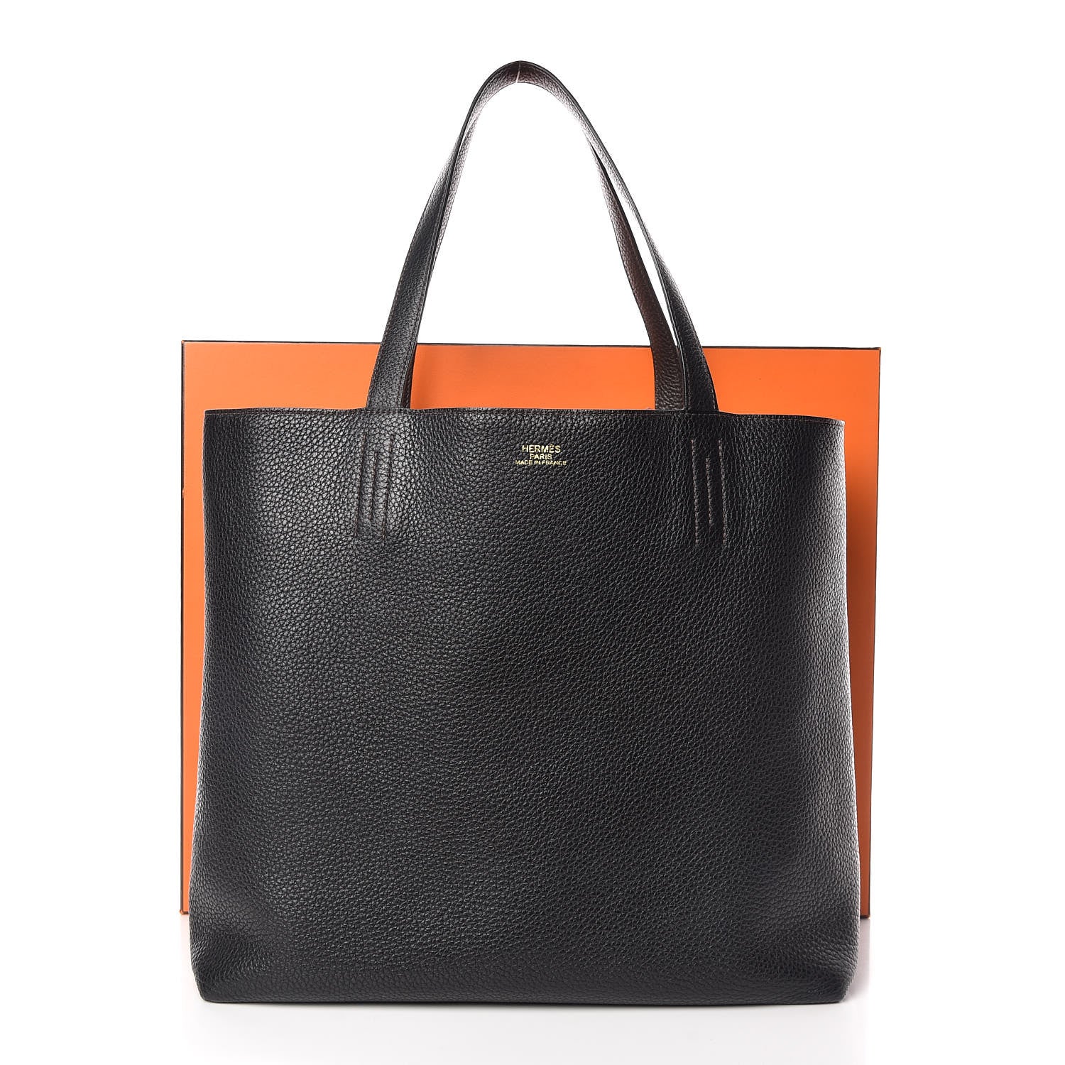 Hermes Taurillon Clemence Double Sens 36 Reversible Tote Black Ebene 19 of 19