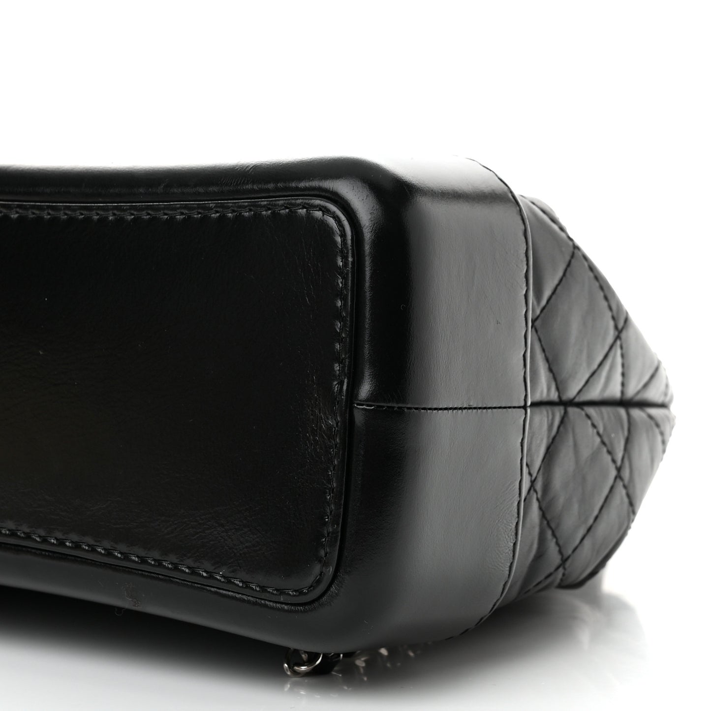 Aged Calfskin Quilted Gabrielle Backpack Black