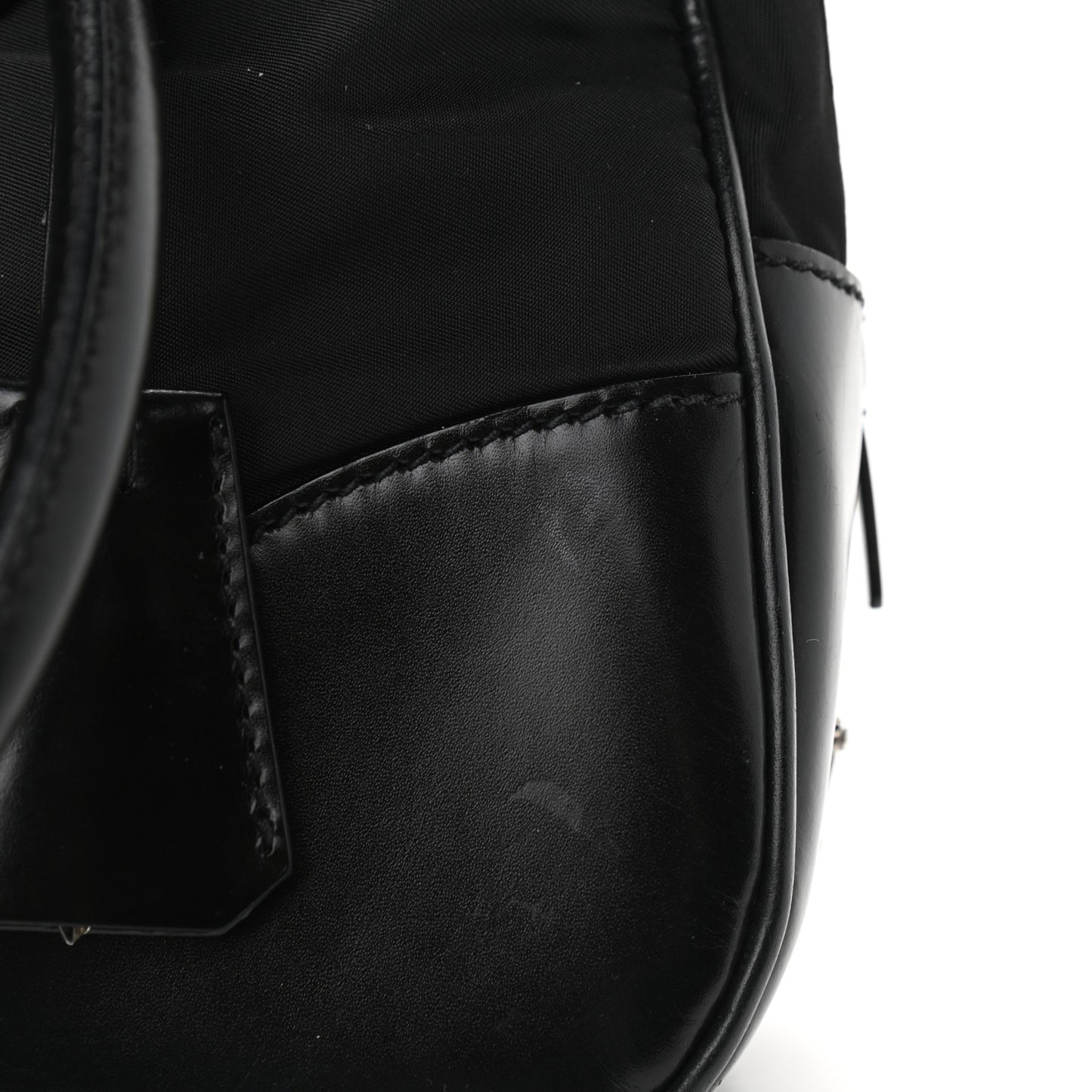 Tessuto Nylon Box Calf Bowling Bag Black