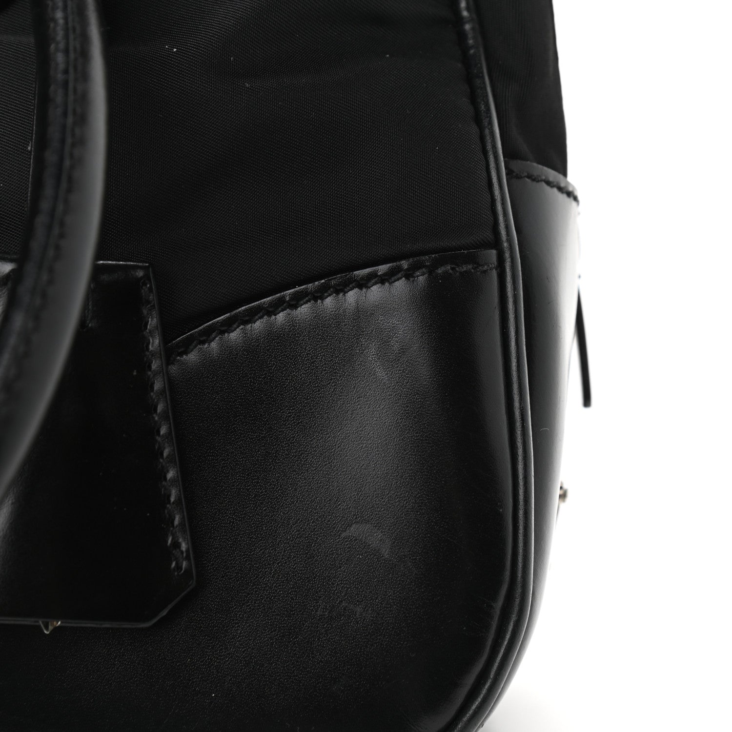 Prada Tessuto Nylon Box Calf Bowling Bag Black 14 of 14