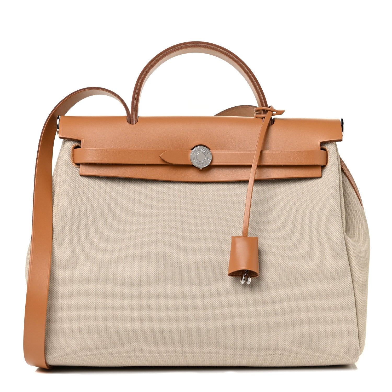 Hermes Military Toile Vache Hunter Herbag Zip Retourne 31 PM Beton Naturel 3 of 10
